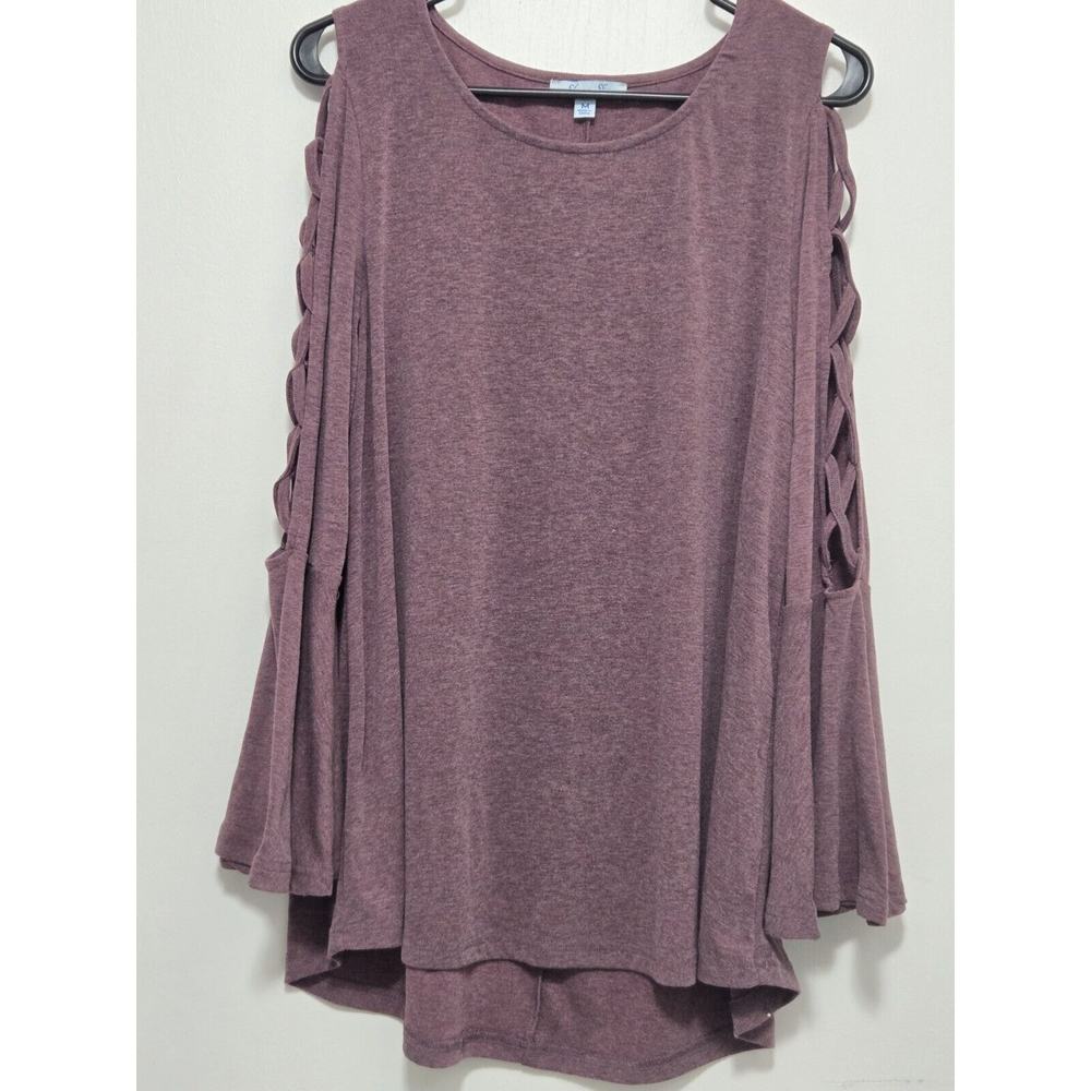 She & Sky Mauve Boutique Shirt~Women's M~ Criss Cross Flared Sleeves~Relaxed Fit